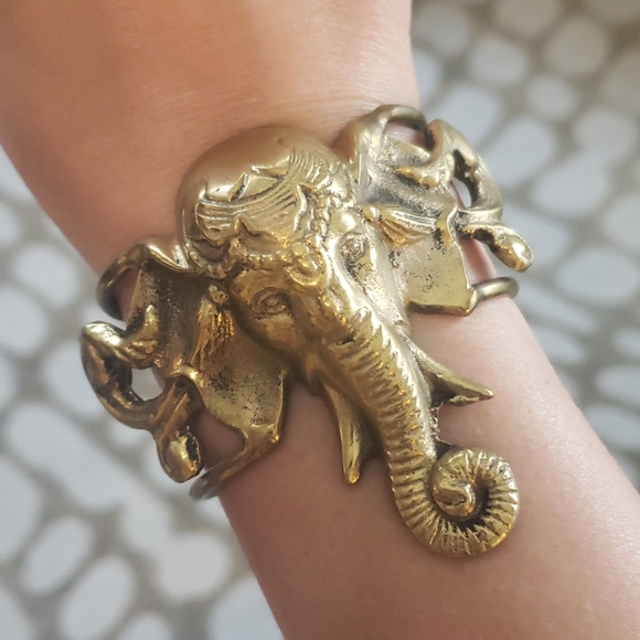 Jewelry - Brass Elephant Wrist Cuff Bracelet